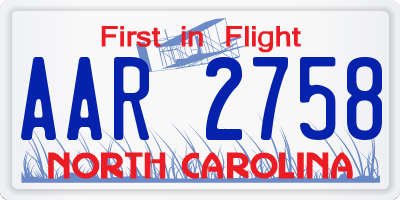 NC license plate AAR2758