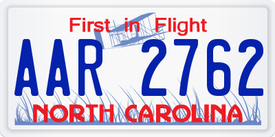 NC license plate AAR2762