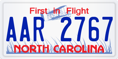 NC license plate AAR2767