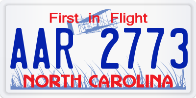 NC license plate AAR2773