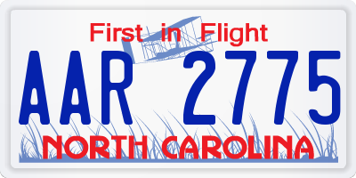 NC license plate AAR2775