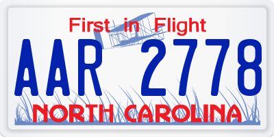 NC license plate AAR2778