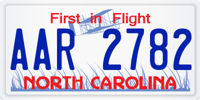NC license plate AAR2782