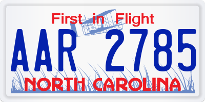 NC license plate AAR2785
