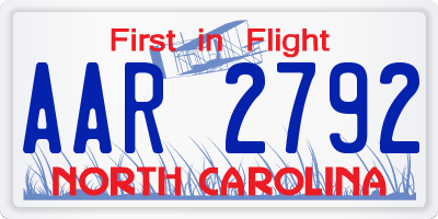 NC license plate AAR2792