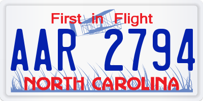 NC license plate AAR2794
