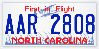 NC license plate AAR2808