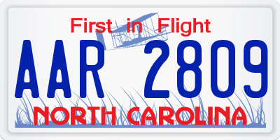 NC license plate AAR2809