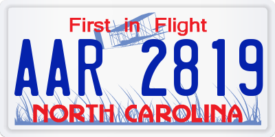 NC license plate AAR2819