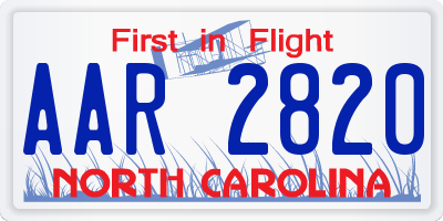 NC license plate AAR2820