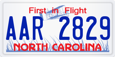 NC license plate AAR2829