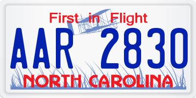 NC license plate AAR2830
