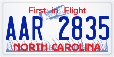 NC license plate AAR2835