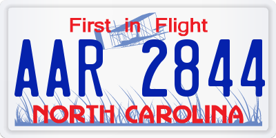 NC license plate AAR2844
