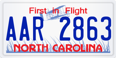 NC license plate AAR2863