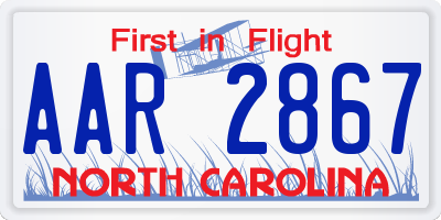 NC license plate AAR2867