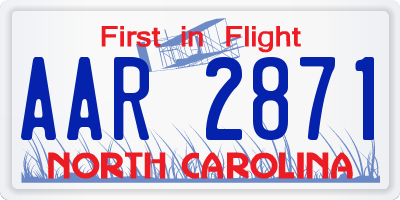 NC license plate AAR2871
