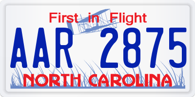 NC license plate AAR2875