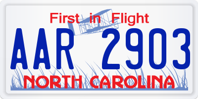 NC license plate AAR2903