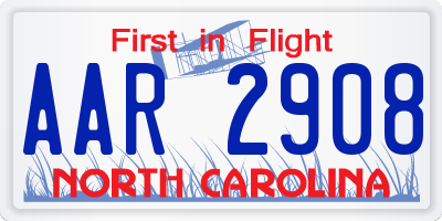 NC license plate AAR2908