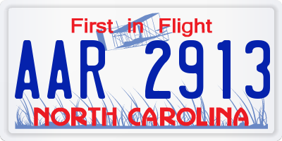 NC license plate AAR2913
