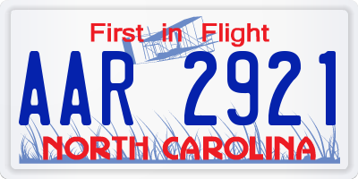 NC license plate AAR2921