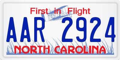 NC license plate AAR2924