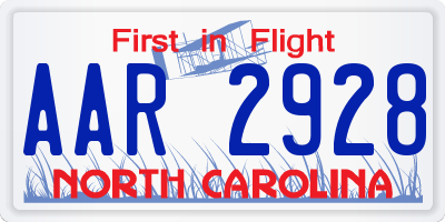 NC license plate AAR2928