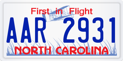 NC license plate AAR2931
