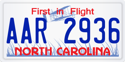 NC license plate AAR2936