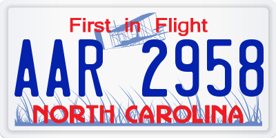NC license plate AAR2958