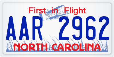 NC license plate AAR2962