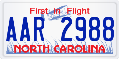 NC license plate AAR2988