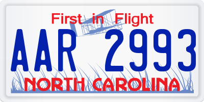 NC license plate AAR2993