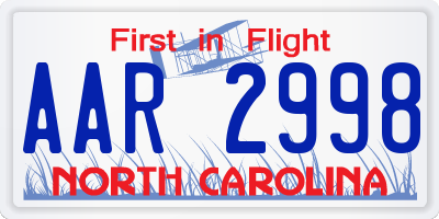 NC license plate AAR2998