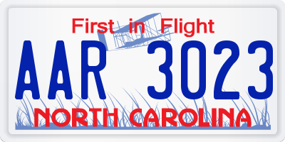 NC license plate AAR3023