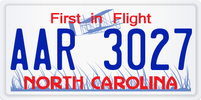 NC license plate AAR3027