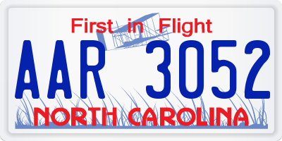 NC license plate AAR3052