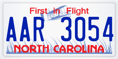 NC license plate AAR3054