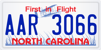 NC license plate AAR3066