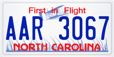 NC license plate AAR3067