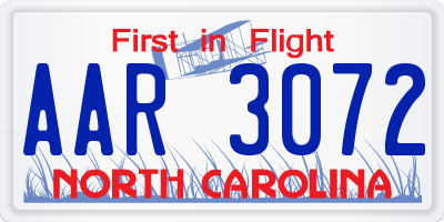 NC license plate AAR3072