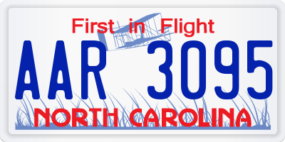 NC license plate AAR3095