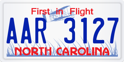 NC license plate AAR3127