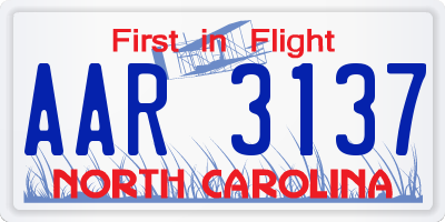 NC license plate AAR3137