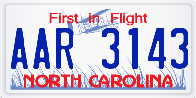 NC license plate AAR3143