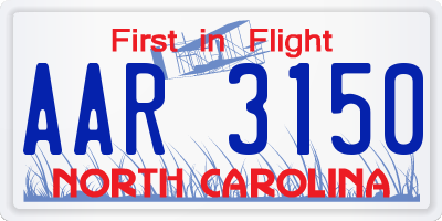 NC license plate AAR3150