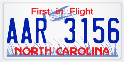 NC license plate AAR3156