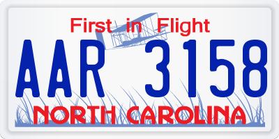 NC license plate AAR3158