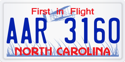 NC license plate AAR3160